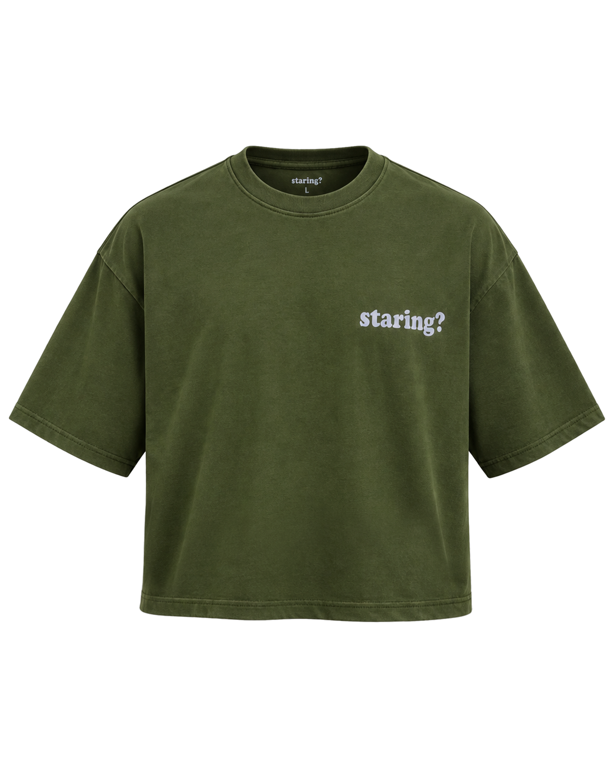 Field Tee front, 'staring?' chest print